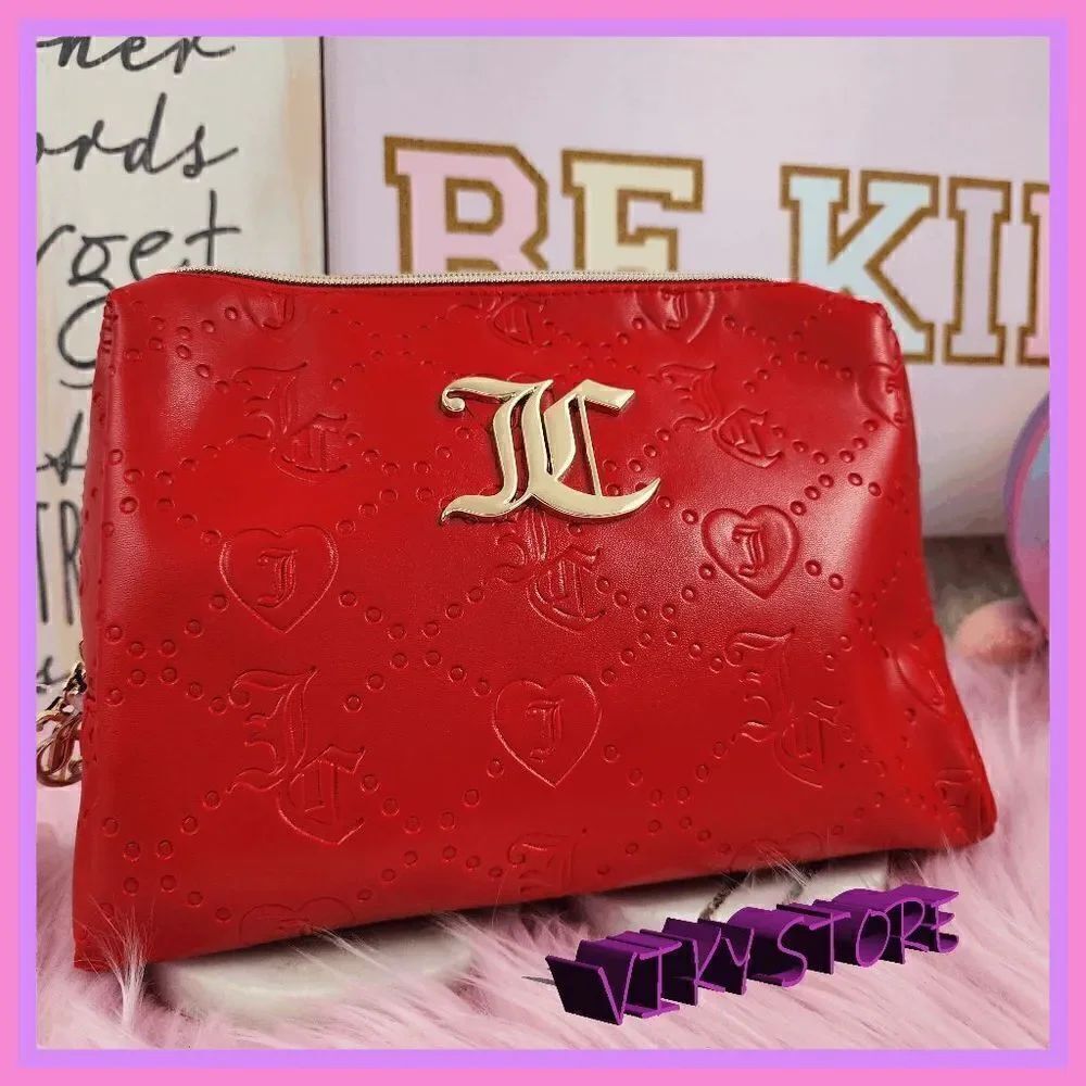 NWT Vibrant Glam: {Juicy Couture} Red Vinyl Cosmetic Bag NWT